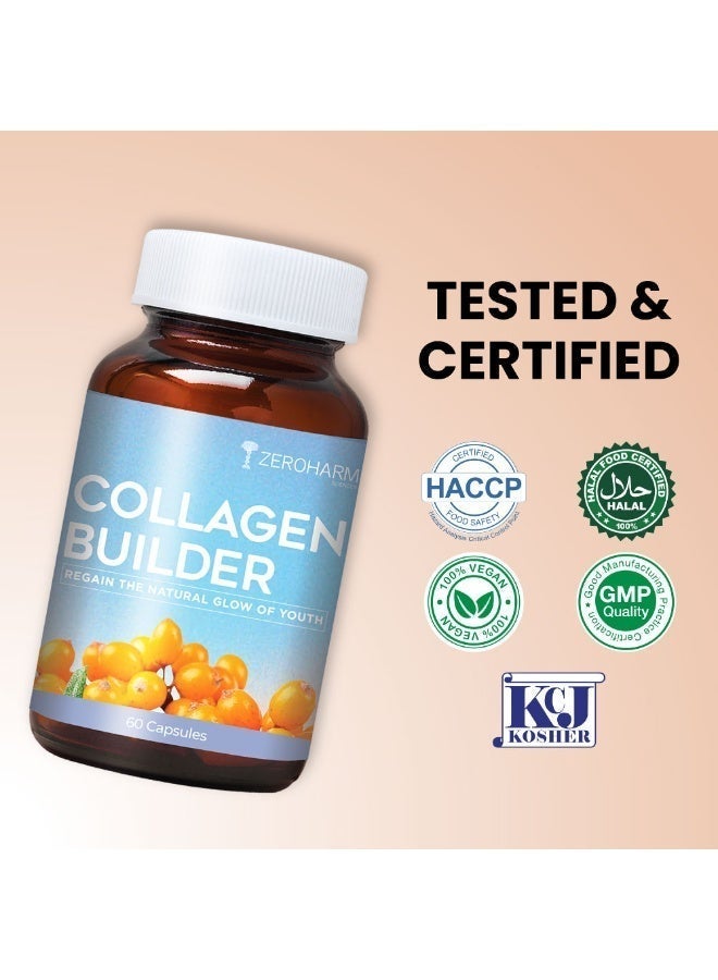 ZEROHARM Collagen Builder with Seabuckthorn, Vitamin C & Biotin - Vegan Plant-Based Collagen Support for Skin, Hair & Joints - 60 Capsules - Image 5